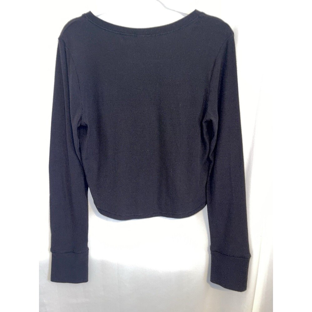 No Boundaries Shirt Knit Sweater Long Sleeve Thumb Hole Cuffs Black Women’s XL - Picture 7 of 10